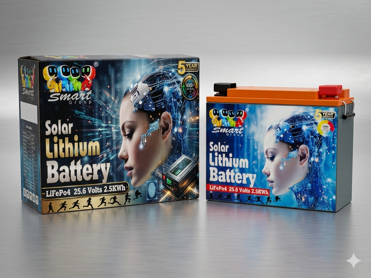 Smart Group Solar Lithium Battery product box and battery